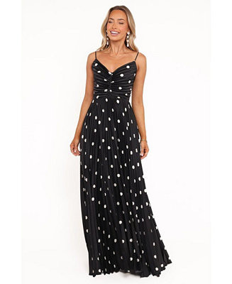 Women's Naira Pleated Maxi Dress - Black Polka Dot 14 | Macy's