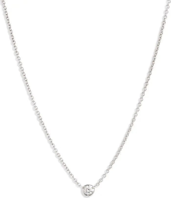 Petite Bezel Diamond Solitaire Necklace | Nordstrom