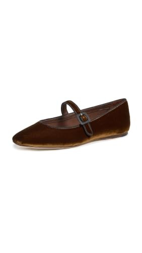 Loeffler Randall Women's Ginger Velvet Mary Jane Flats, Dark Brown, 6 Medium US | Amazon (US)