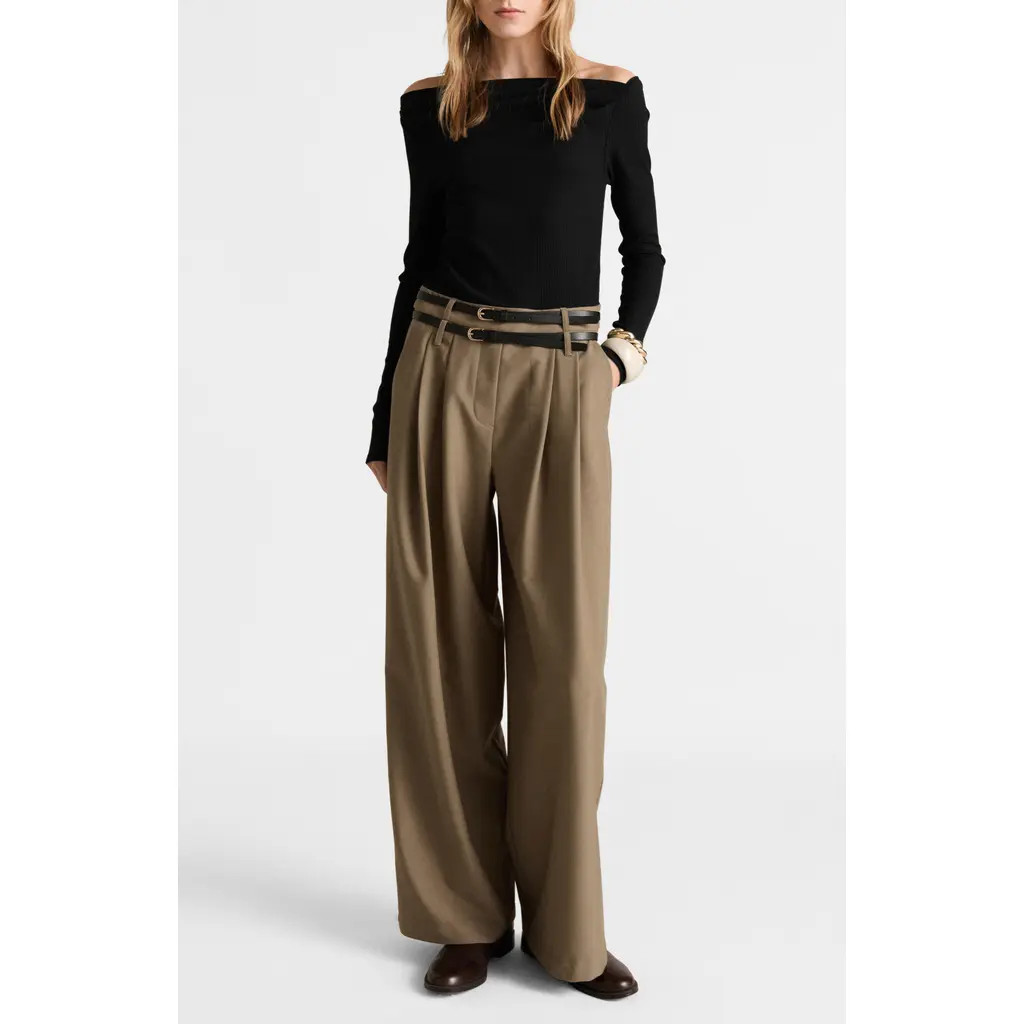 MANGO Wallis Mixed Media Belted Jumpsuit in Black at Nordstrom Rack, Size Large | Nordstrom Rack