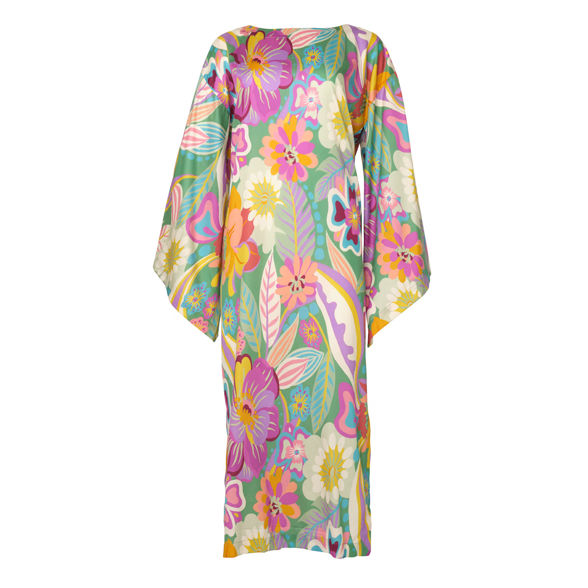 The Jennifer Cotton Floral Wide Sleeve Kaftan Dress | Wolf & Badger