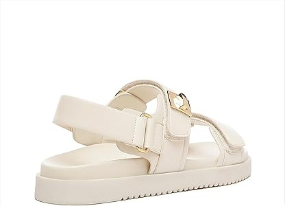 Rihero Women's Flat Sandals Comfort Adjustable Double Strap Slip on Leather Footbed Sandals | Amazon (US)