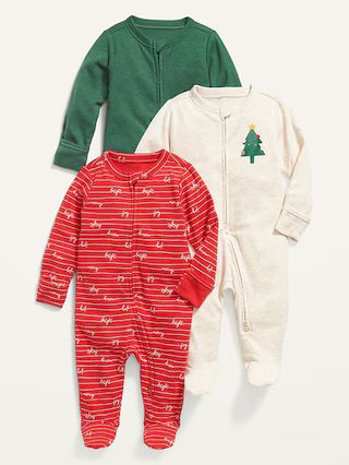 Unisex 3-Pack Sleep &#x26; Play Long-Sleeve Footed One-Piece for Baby | Old Navy (US)