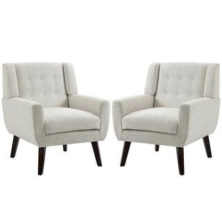 Mid-Century Modern Button Beige Accent Arm Chair (Set of 2) | The Home Depot