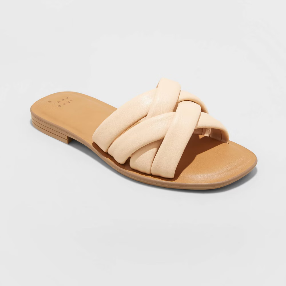 Women's Rory Padded Slide Sandals - A New Day Tan 9 | Target