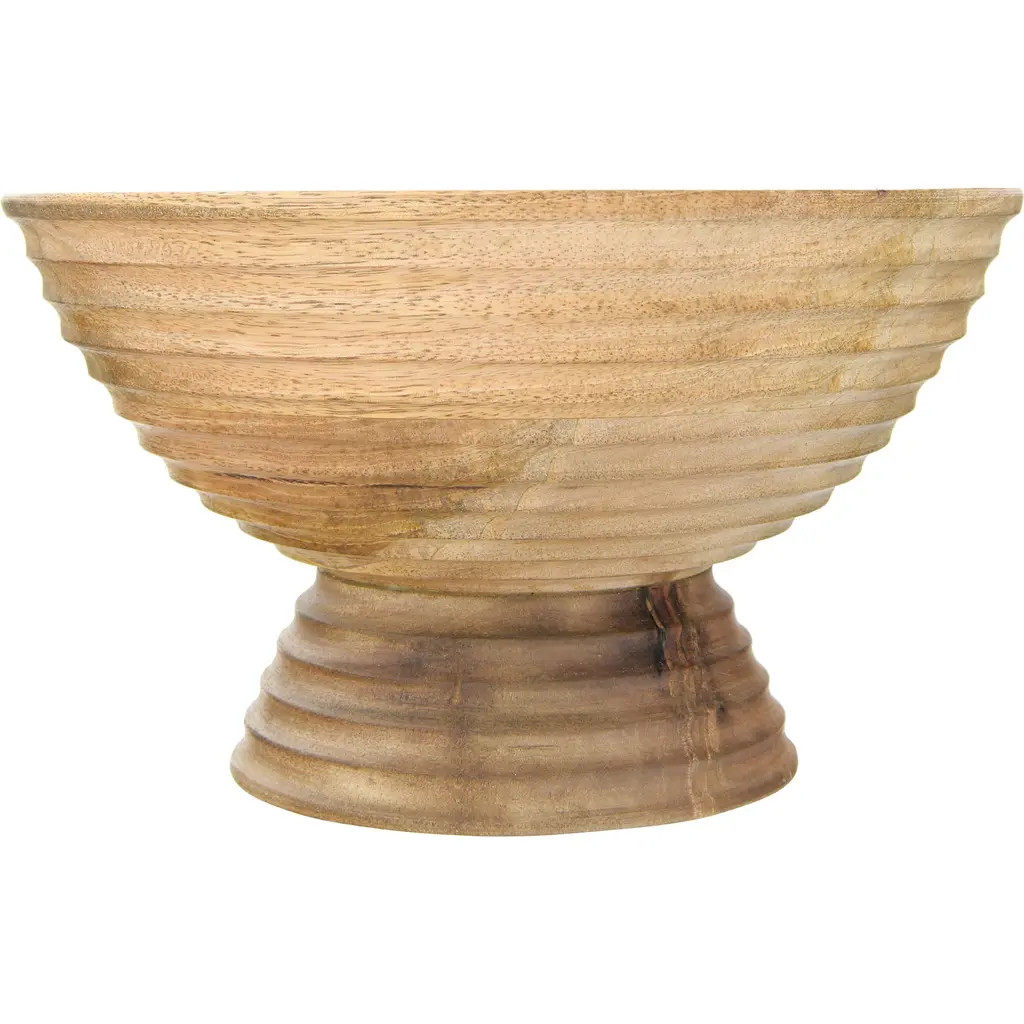 Storied Home Ridged Mango Wood Footed Bowl in Brown at Nordstrom | Nordstrom