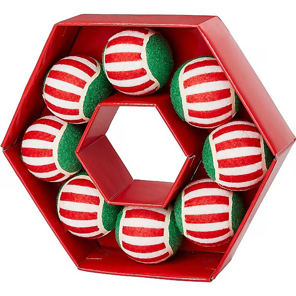 Frisco Holiday Wreath Fetch Squeaky Tennis Ball Dog Toy with Gift Box, Medium, 8 count | Chewy.com