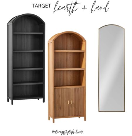 New at target! Hearth & Hand by Mganolia, arched top bookcase, arched too mirror, gold fram mirror, fluted bookcase

#LTKhome #LTKFind