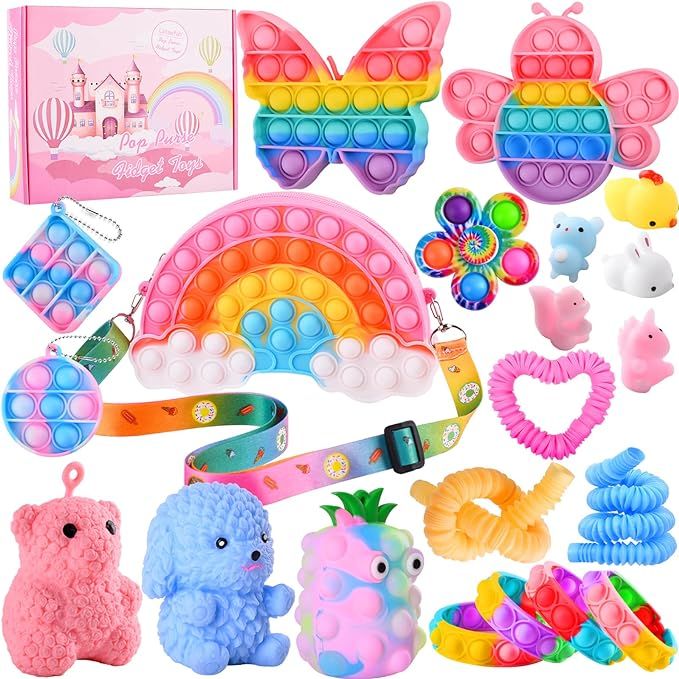 LATEEFAH Fidget Toy Pack Set for Girls, Pop Purse Fidget Toys Bag Popper Fidget it Toys Set Birth... | Amazon (US)