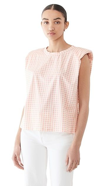 Gingham Shoulder Pad T-Shirt | Shopbop