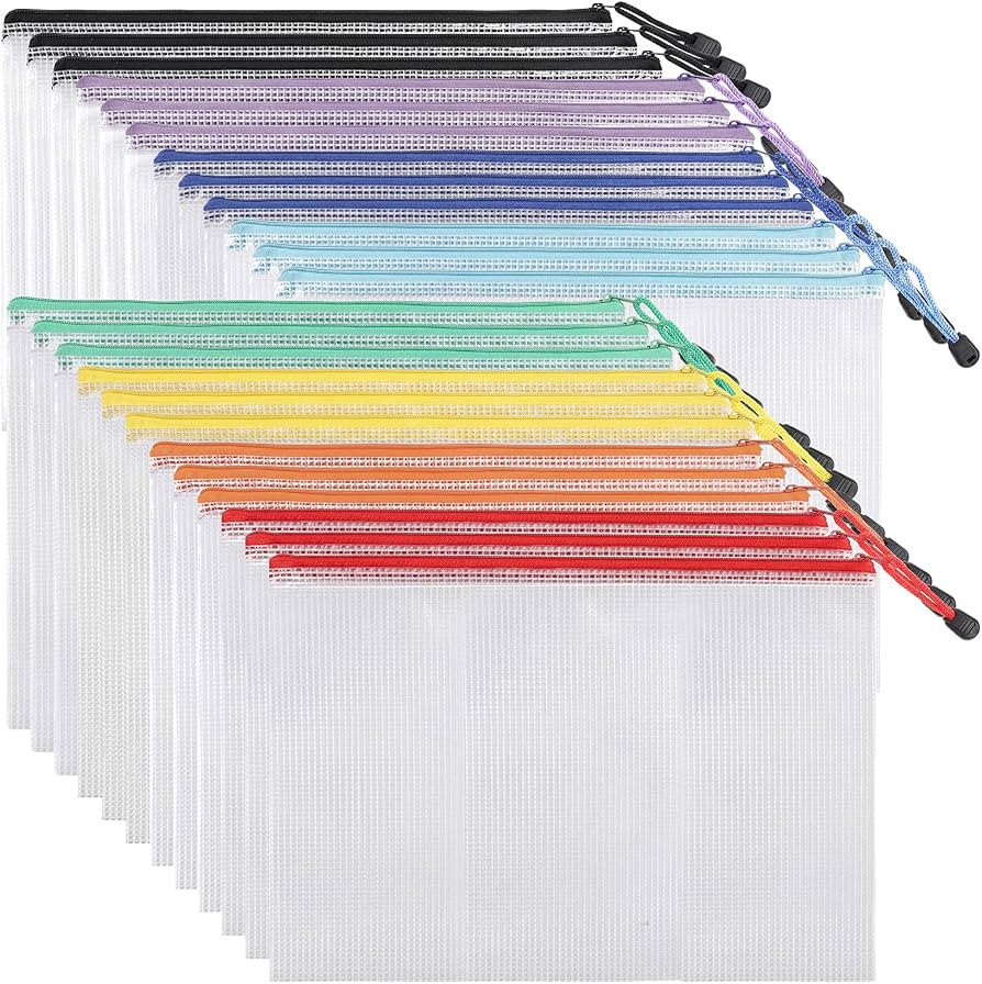 EOOUT 24pcs Mesh Zipper Pouch Bags, for Organizing Storage, Waterproof Zipper Pouches, Letter Siz... | Amazon (US)