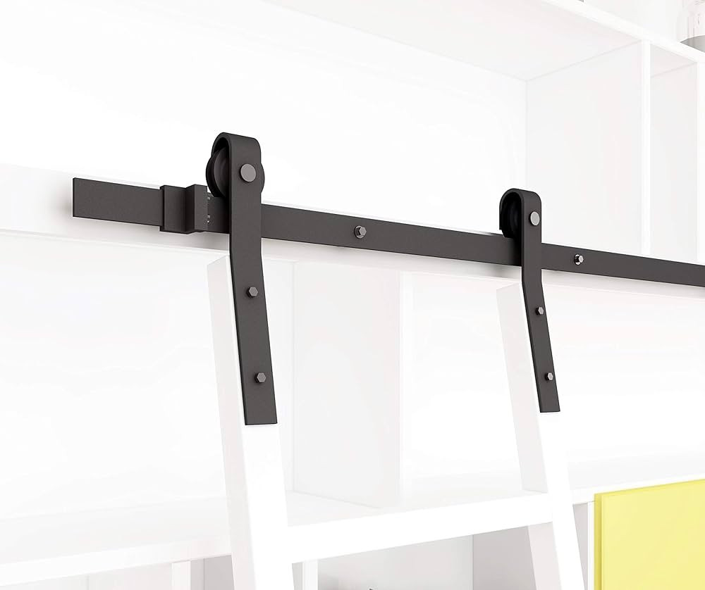 DIYHD 8FT Sliding Hardware Rolling Library Kit(No Ladder), Black | Amazon (US)