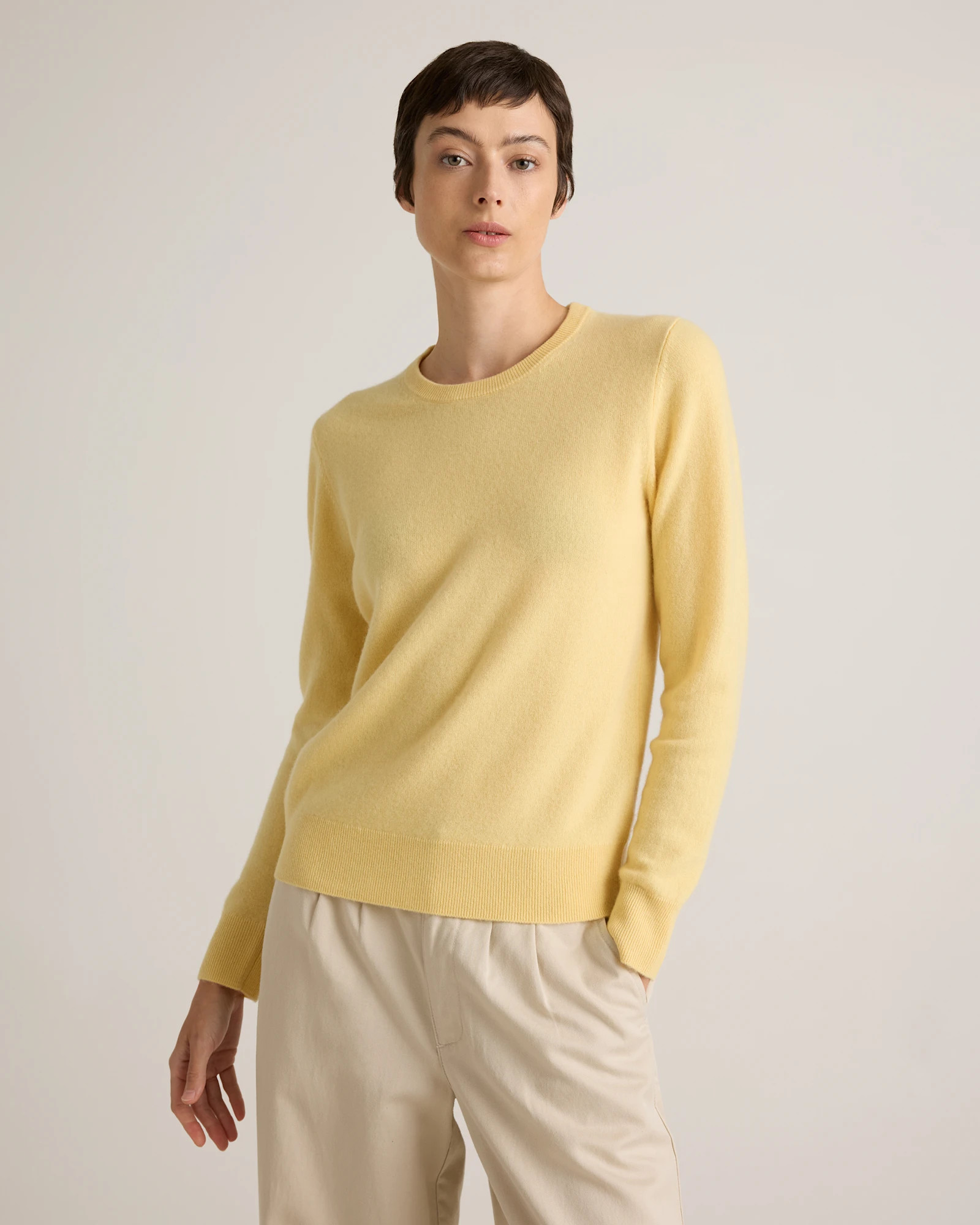 Mongolian Cashmere Crewneck Sweater in Butter Yellow | Quince