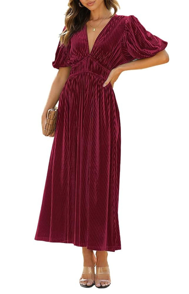 Women's Velvet Maxi Dress Formal Dresses for Wedding Guest Dress | Amazon (US)