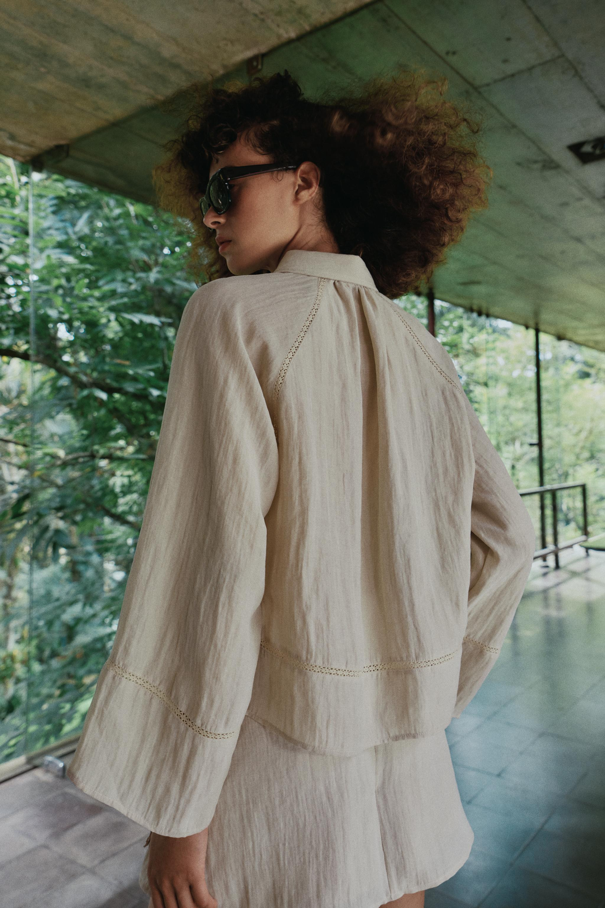 RUSTIC LACE INSERT BLOUSE | Zara UK