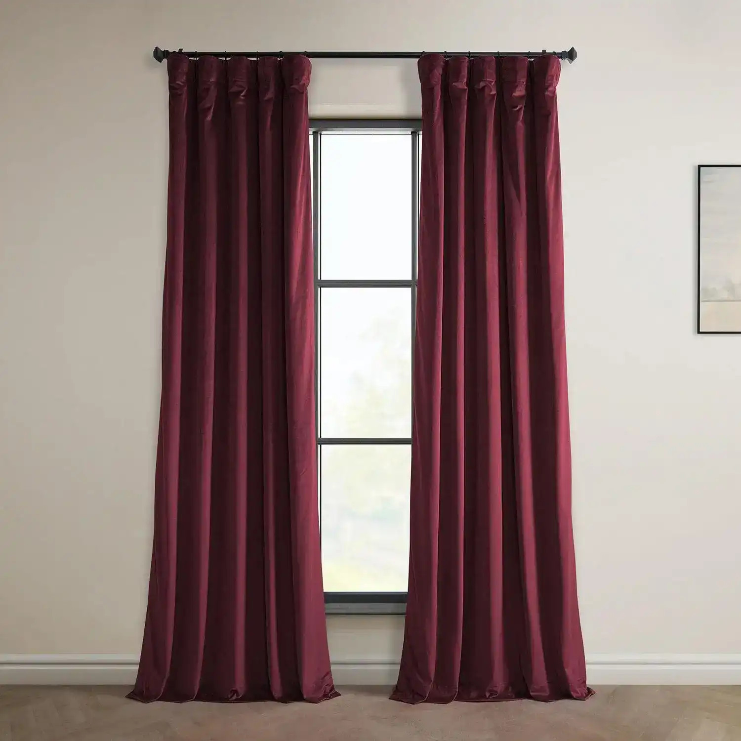 Dark Merlot Heritage Plush Velvet Room Darkening Curtain | Half Price Drapes | Half Price Drapes