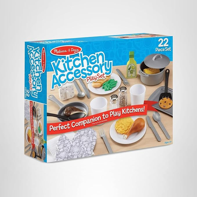 Melissa & Doug 22-Piece Play Kitchen Accessories Set - Utensils, Pot, Pans, and More Melissa & Do... | Amazon (US)