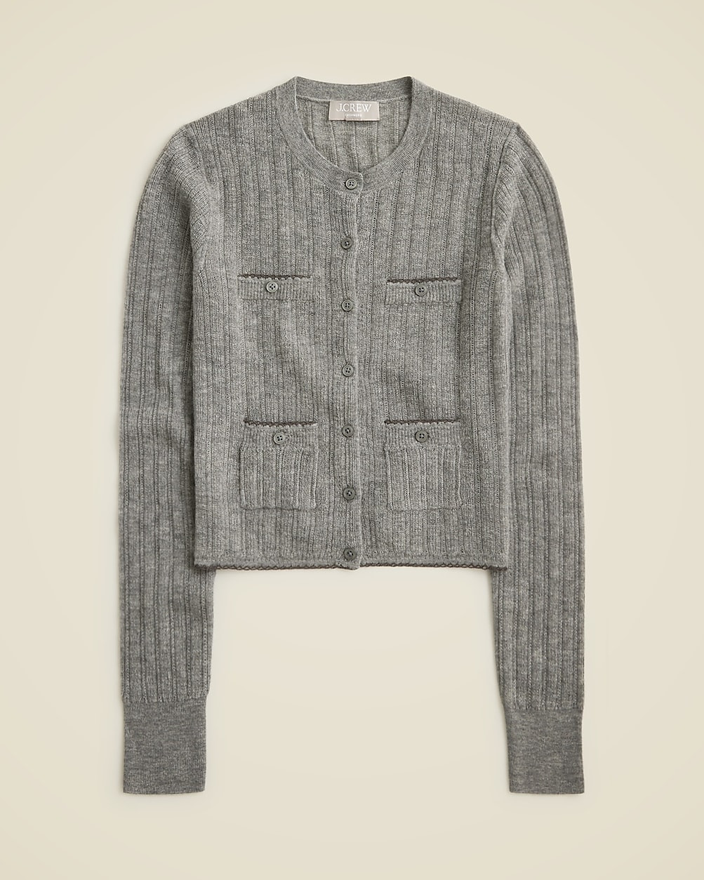 Featherweight cashmere pointelle shrunken cardigan sweater | J. Crew US