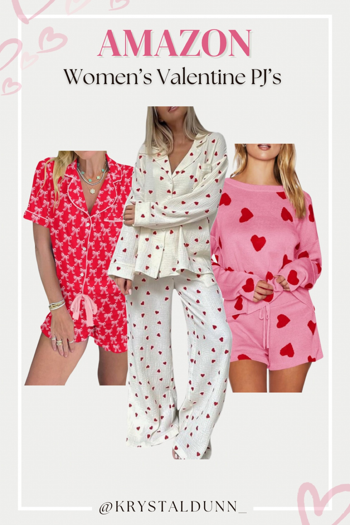 Women’s Valentines Pajama sets, perfect for a night in.

Valentines, matching pajamas, valentines pjs, women’s pajamas, night in, Galentines day 

#LTKFindsUnder50 #LTKHoliday