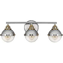 Hinkley Fletcher Collection Three Light Bathroom Vanity Fixture, Polished Nickel with Clear Seedy Gl | Amazon (US)