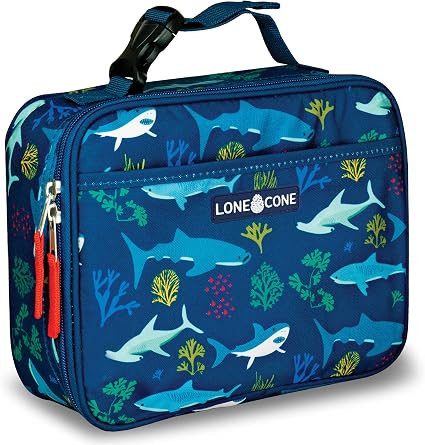 LONECONE Kids' Insulated Fabric Lunch Box - Fun Patterns for Boys and Girls, Shark Attack, Standa... | Amazon (US)
