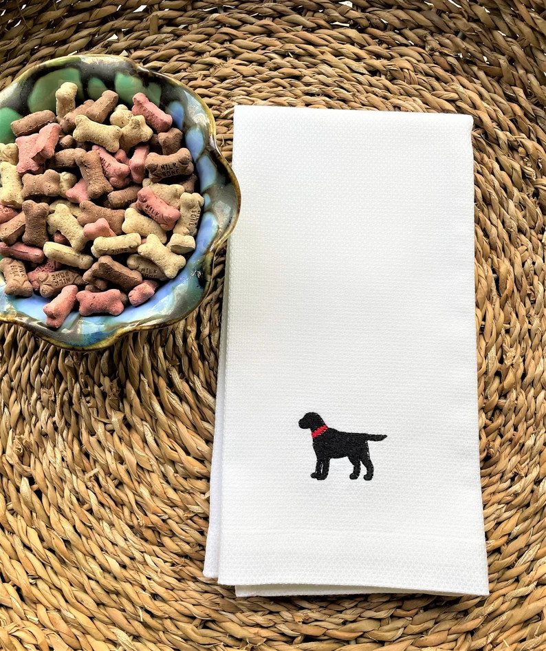 Black Lab Kitchen Towel Embroidered Hand Towel Maine Dish Towel - Etsy | Etsy (US)