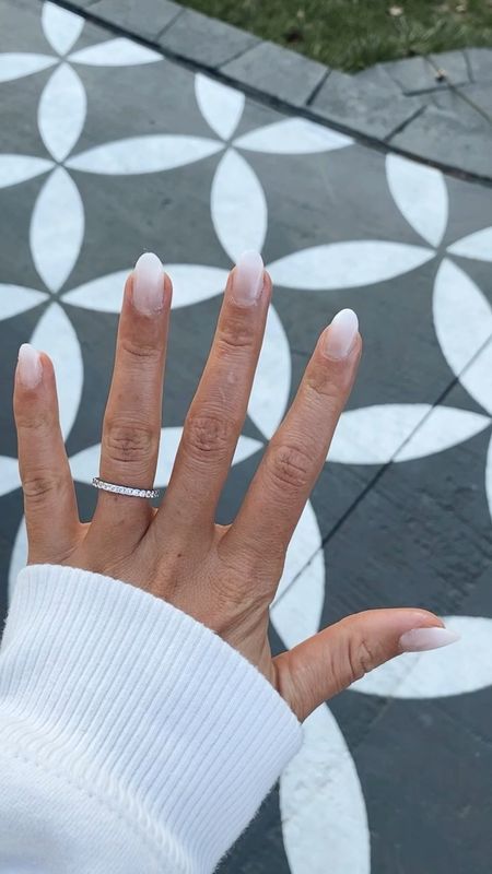 Gel cured manicure with kiss press on nails! Everything you need from Amazon. Plus a faux diamond ring band for vacation 💅🏽💍🤍 #nails 

#LTKunder50 #LTKstyletip