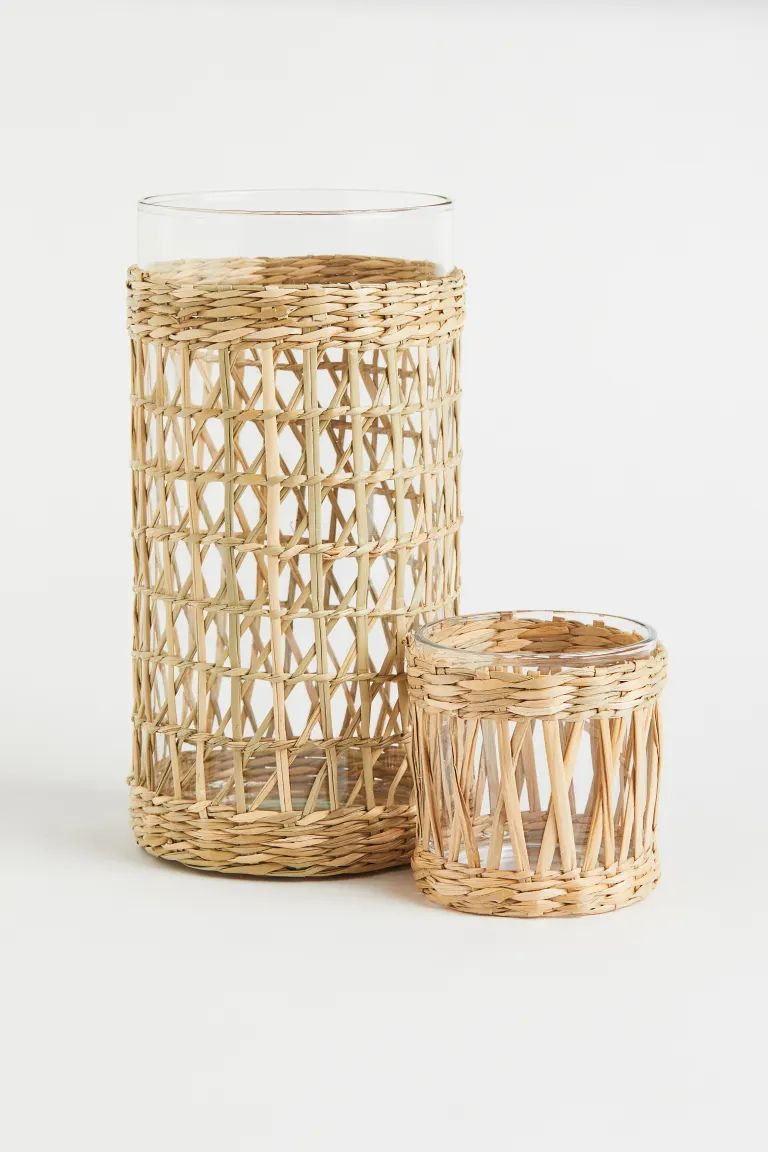 New ArrivalCandle lantern in glass covered in braided seagrass. Diameter approx. 4 3/4 in. Height... | H&M (US)