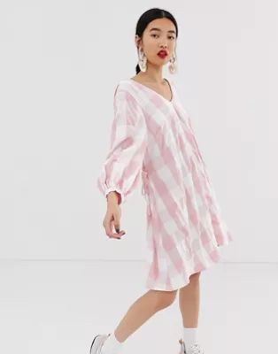 ASOS WHITE gingham wrap mini dress | ASOS (Global)