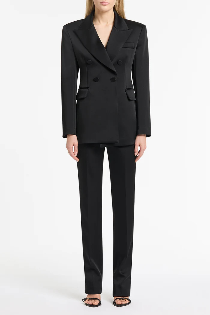 BLACK BONDED SATIN FERLA BLAZER | Carla Zampatti