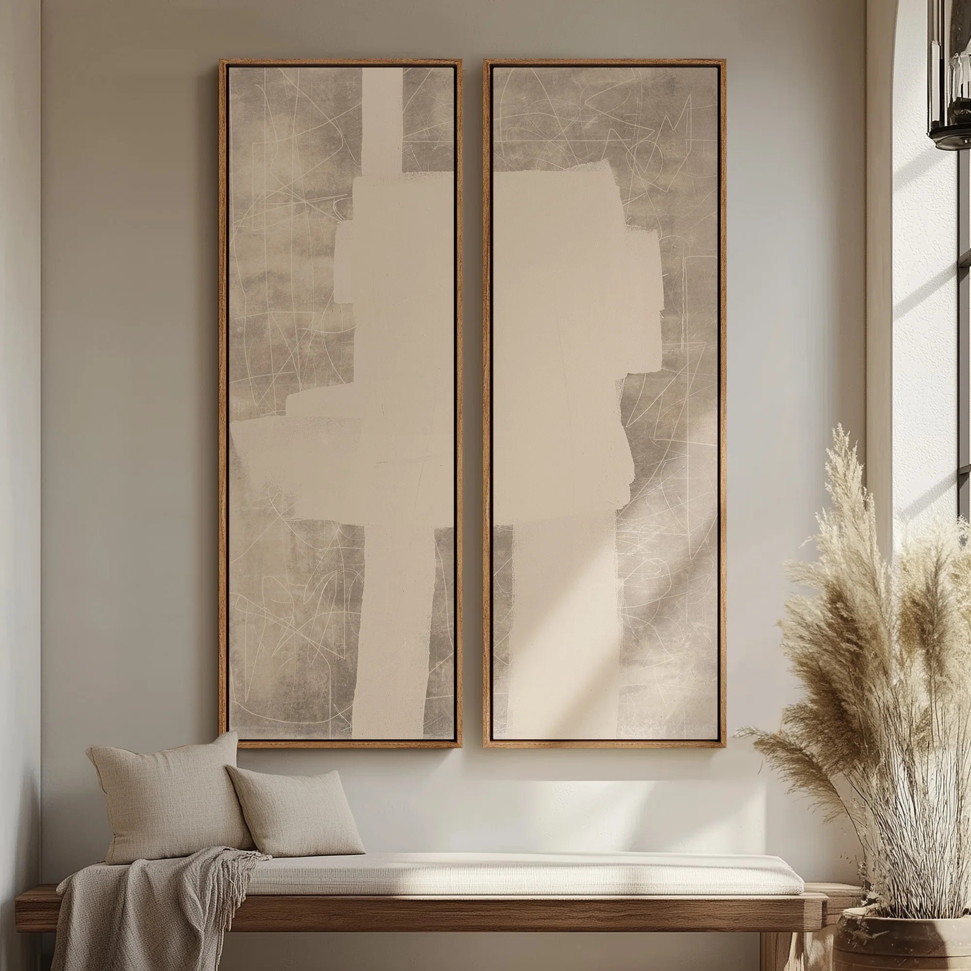 Vintage Landscape Wall Art - 20x60 inches Framed Canvas Set of 2 (Set of 2) | Wayfair North America