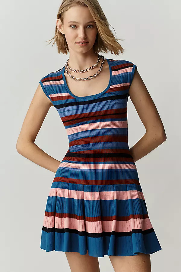 The Beca Ribbed Sweater Fit & Flare Mini Dress by Maeve | Anthropologie (US)