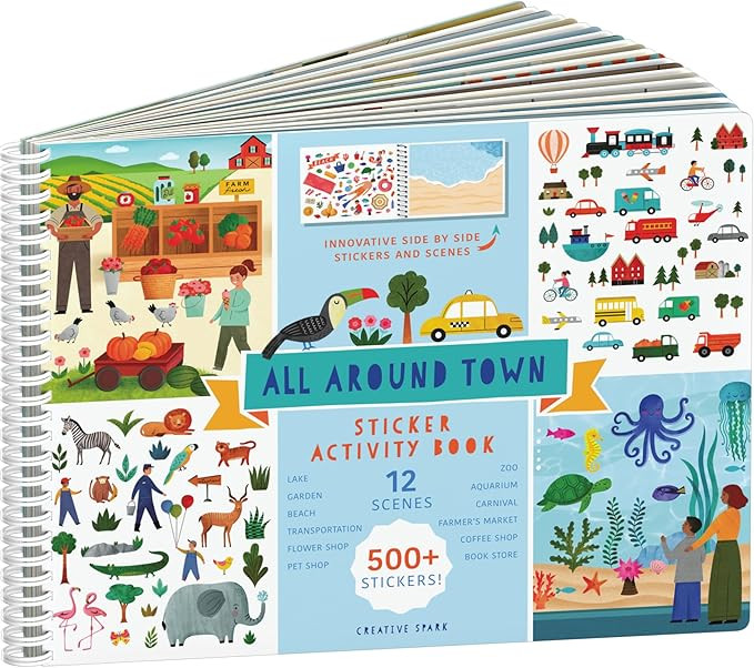 Sticker Book for Kids 2-4 (500+ Kids Stickers) - All Around Town by Cupkin - 12 Coloring Pages, 1... | Amazon (US)