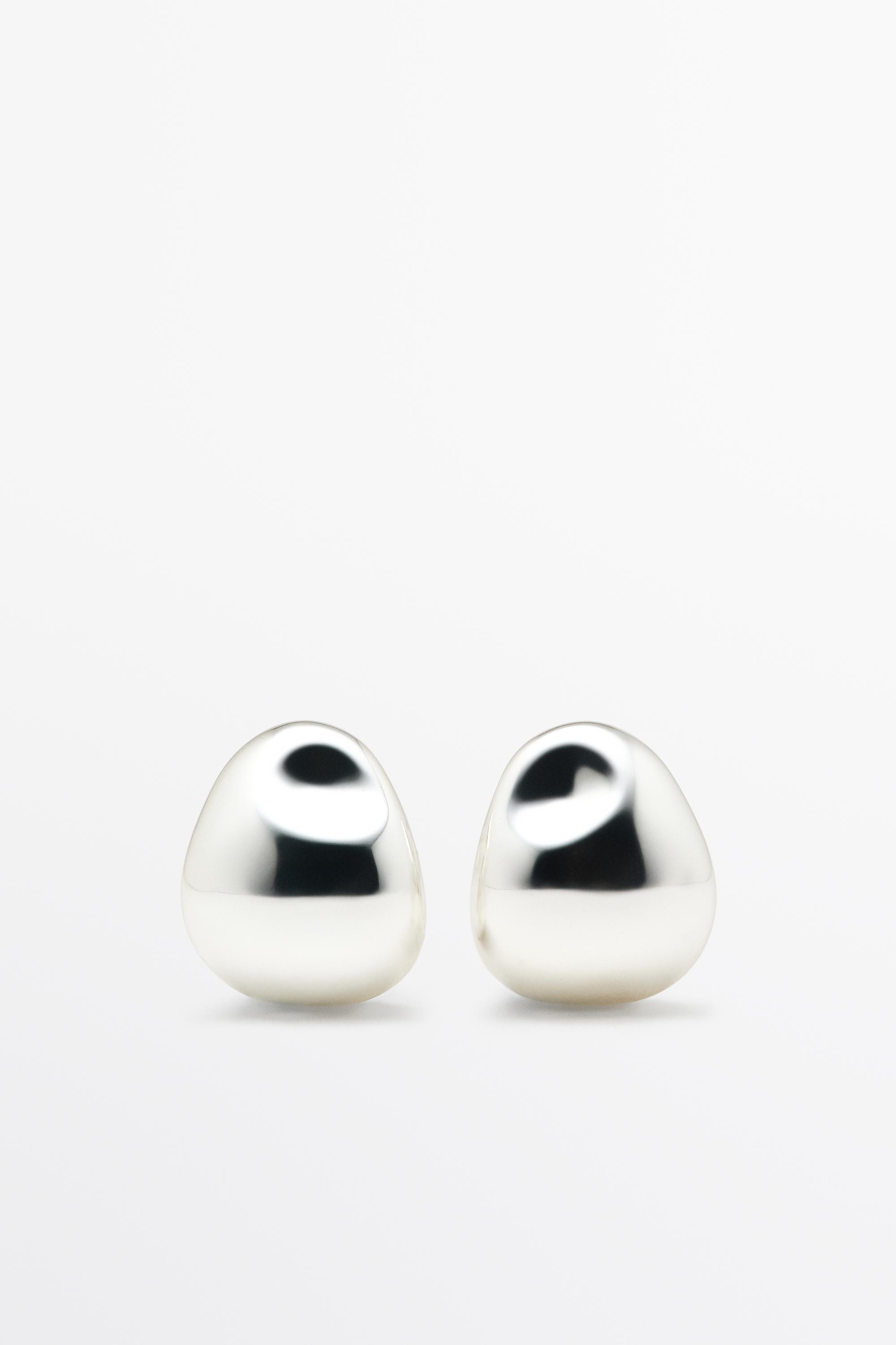 Curved pebble earrings - SILVER | Massimo Dutti UK