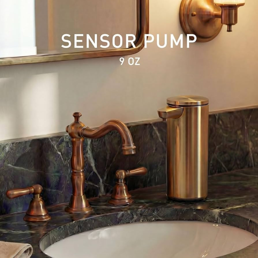 simplehuman 9 oz. Touch-Free Automatic Rechargeable Sensor Pump, Brass Stainless Steel, New | Amazon (US)