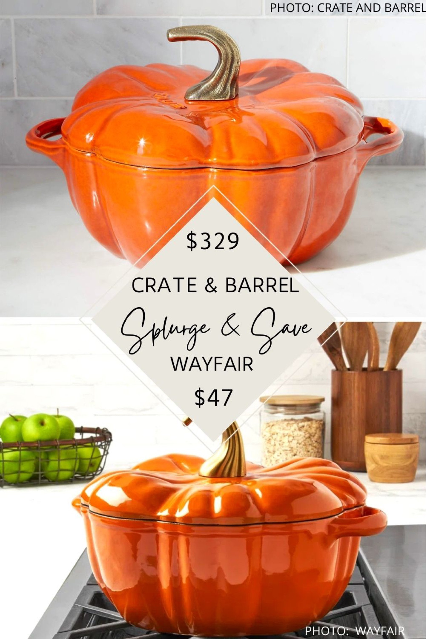 Happy (early) Halloween! This Crate and Barrel 3.5-qt Enamel Cast Iron Pumpkin Cocotte
(casserole dish) is perfect for getting in the Halloween spirit in the kitchen. I mean, what’s more festive than a pumpkin pot?! 🎃

Wayfair’s 4-quart Dutch Cast Iron Pumpkin Figural Dutch Oven is currently on sale, is slightly larger by .5qt, and is made of cast iron. 

#kitchen #cookware #bakeware #pot #halloween #homedecor #decor #dutchoven #dish #lookforless #dupe #copycat #lookalike #budget. Crate and Barrel Pumpkin dutch over dupe. Pumpkin pot dupe. Pumpkin bakeware. Pumpkin cocotte. Pumpkin pots and pans. Decorating on a budget. Home decor on a budget. Look for less. Home decor dupes. Kitchen dupes. Crate and Barrel dupes. 

#LTKhome #LTKfindsunder50 #LTKHalloween