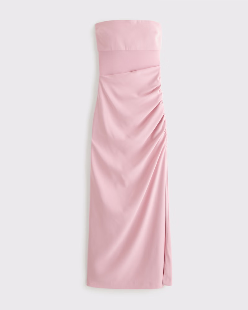 Abercrombie & Fitch Women's Sheer Draped Maxi Dress in Light Pink - Size XXS PETITE | Abercrombie & Fitch (US)