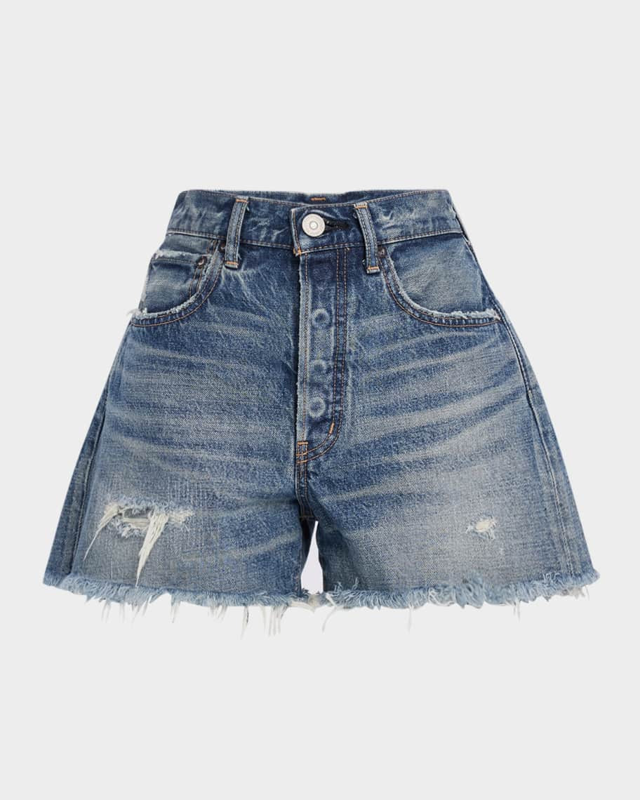 Herricks Frayed Denim Shorts | Neiman Marcus