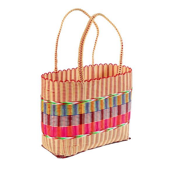 Basket Bag Woven Cycled Plastic Cream Multi | Trouva (Global)