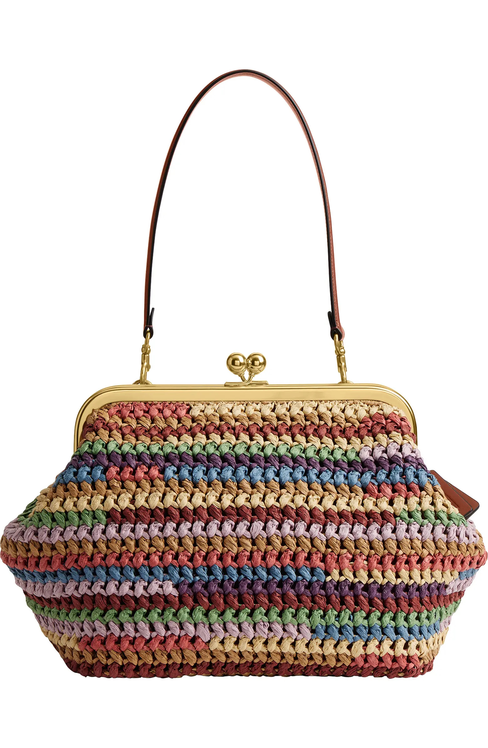 Kiss Lock Frame Large Weave Straw Clutch | Nordstrom