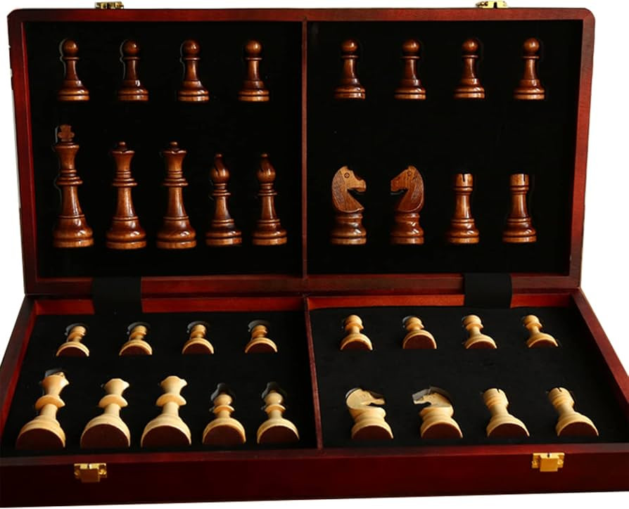 20" Extra Large Solid Walnut Wooden Chess Set with 2 Extra Queen Pieces - King Height 4.25'' | Amazon (US)