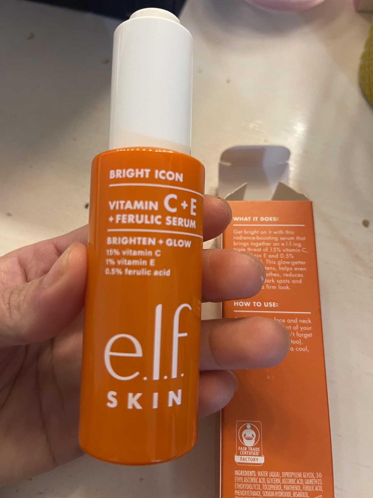 e.l.f. SKIN Bright Icon Vitamin C + E + Ferulic Face Serum, Brightening & Soothing with 15% Vitamin C, Vegan & Cruelty-Free | Amazon (US)
