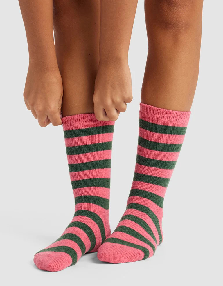 The Striped Plush Lounge Sock | Cozy Earth