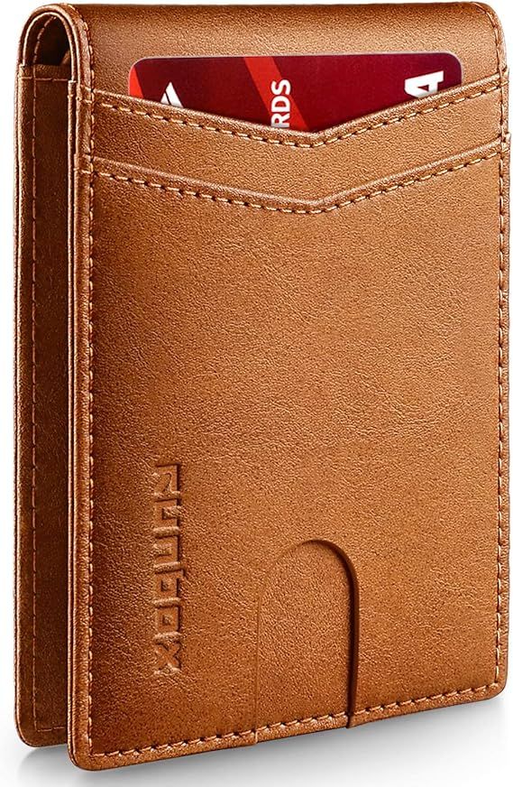 RUNBOX Slim Wallets for Men with RFID Blocking & Minimalist Mens Front Pocket Wallet Leather… | Amazon (US)