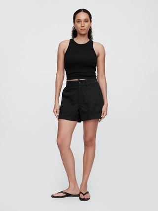 High Rise 4" Khaki Girlfriend Shorts | Gap Factory
