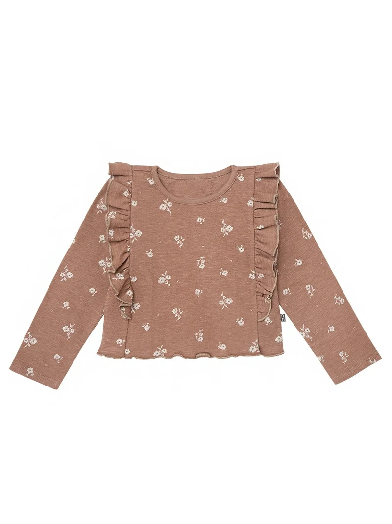 Modern Moments by Gerber Toddler Girl Long Sleeve Ruffle Crop Top, Sizes 12 Months - 5T | Walmart (US)
