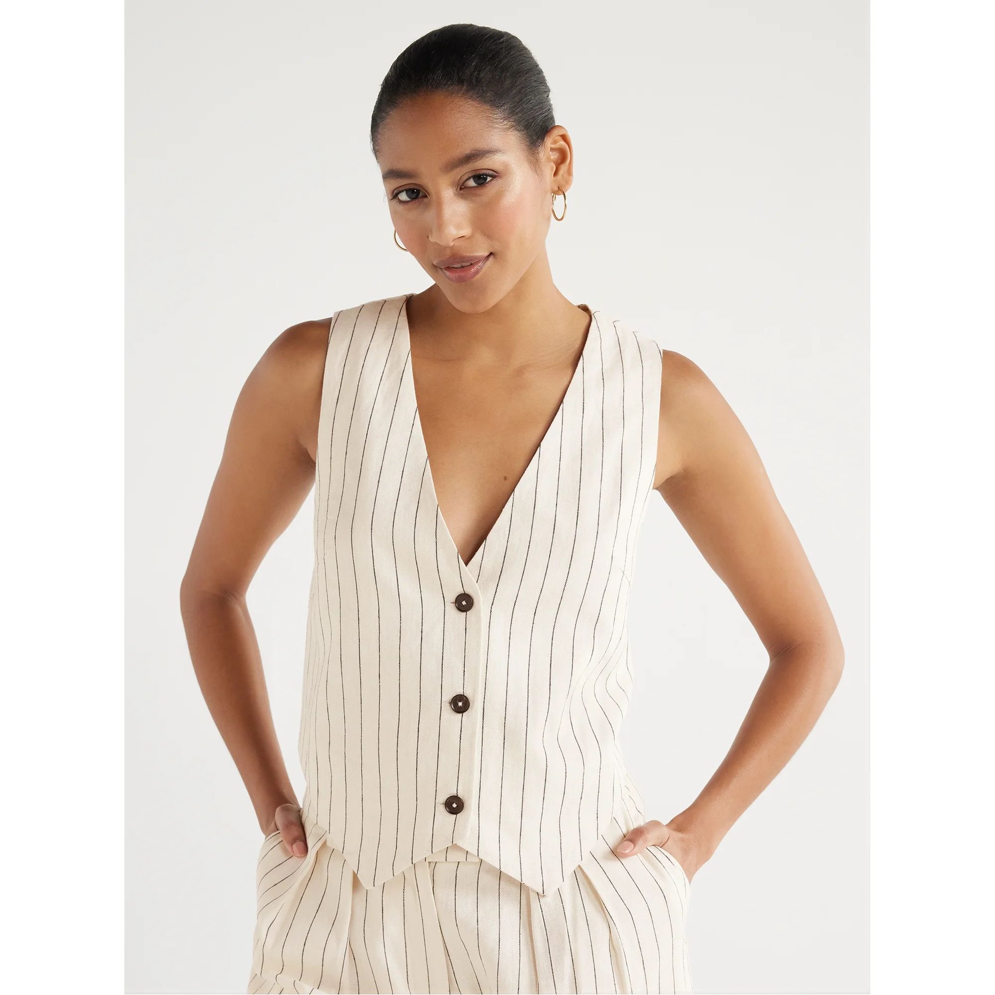 Scoop Women's Tailored Linen Vest, Sizes XS-XXL | Walmart (US)