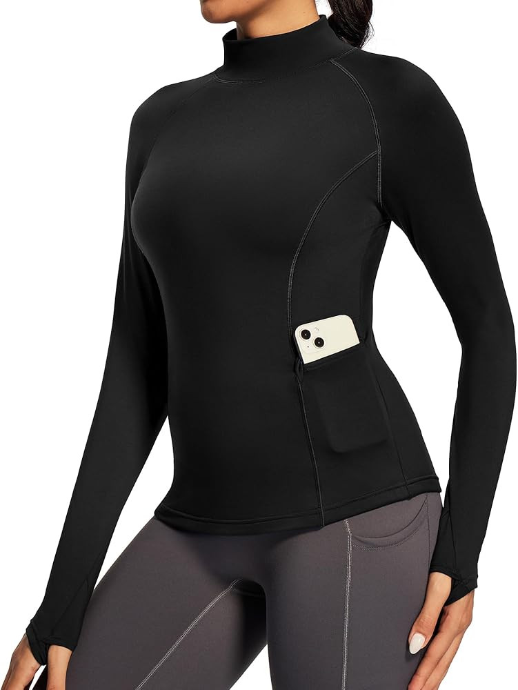 IUGA Workout Thermal Shirts for Women Turtleneck Long Sleeve Fleece Lined Tops Winter Running Gea... | Amazon (US)