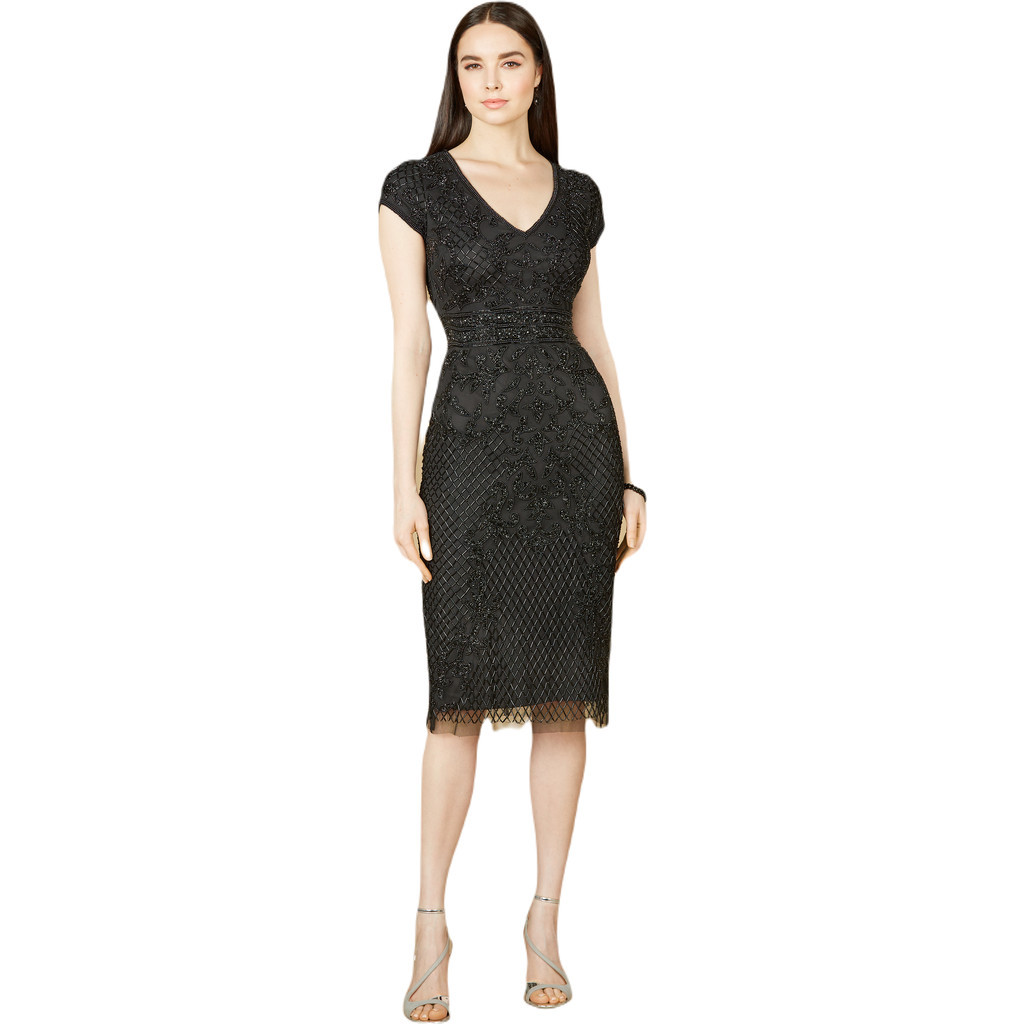 LARA New York Cap Sleeve Midi Gown in Black at Nordstrom, Size 0 | Nordstrom