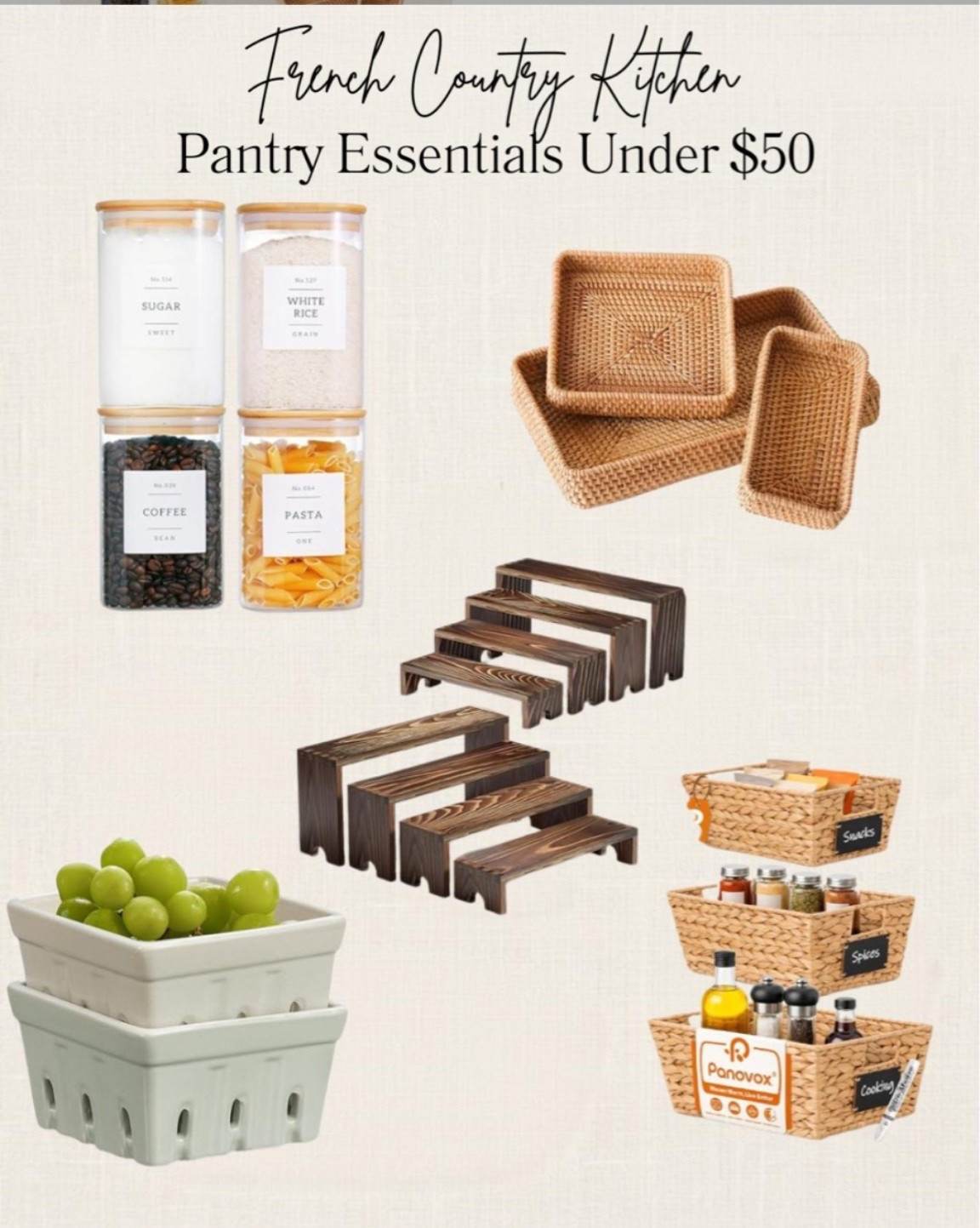 The secret to a beautiful French country pantry? These affordable finds under $50. ✨

I've rounded up my favorite pantry essentials under $50 that bring charm, warmth, and timeless European style to everyday spaces. Think woven baskets, pretty storage jars, vintage-inspired accents, and functional pieces that make your pantry feel as beautiful as the rest of your home.

Shop all my affordable French country finds and give your pantry a little château-inspired makeover. 🤍

#FrenchCountryStyle #FrenchCountryKitchen #PantryOrganization #LTKHome #AmazonHomeFinds #KitchenInspiration #HomeDecorFinds #FrenchFarmhouse #PantryGoals #AffordableHomeDecor 

 #LTKfoodie #LTKOver40 #LTKHome